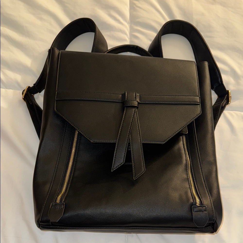 Elegant Black Leather Backpack